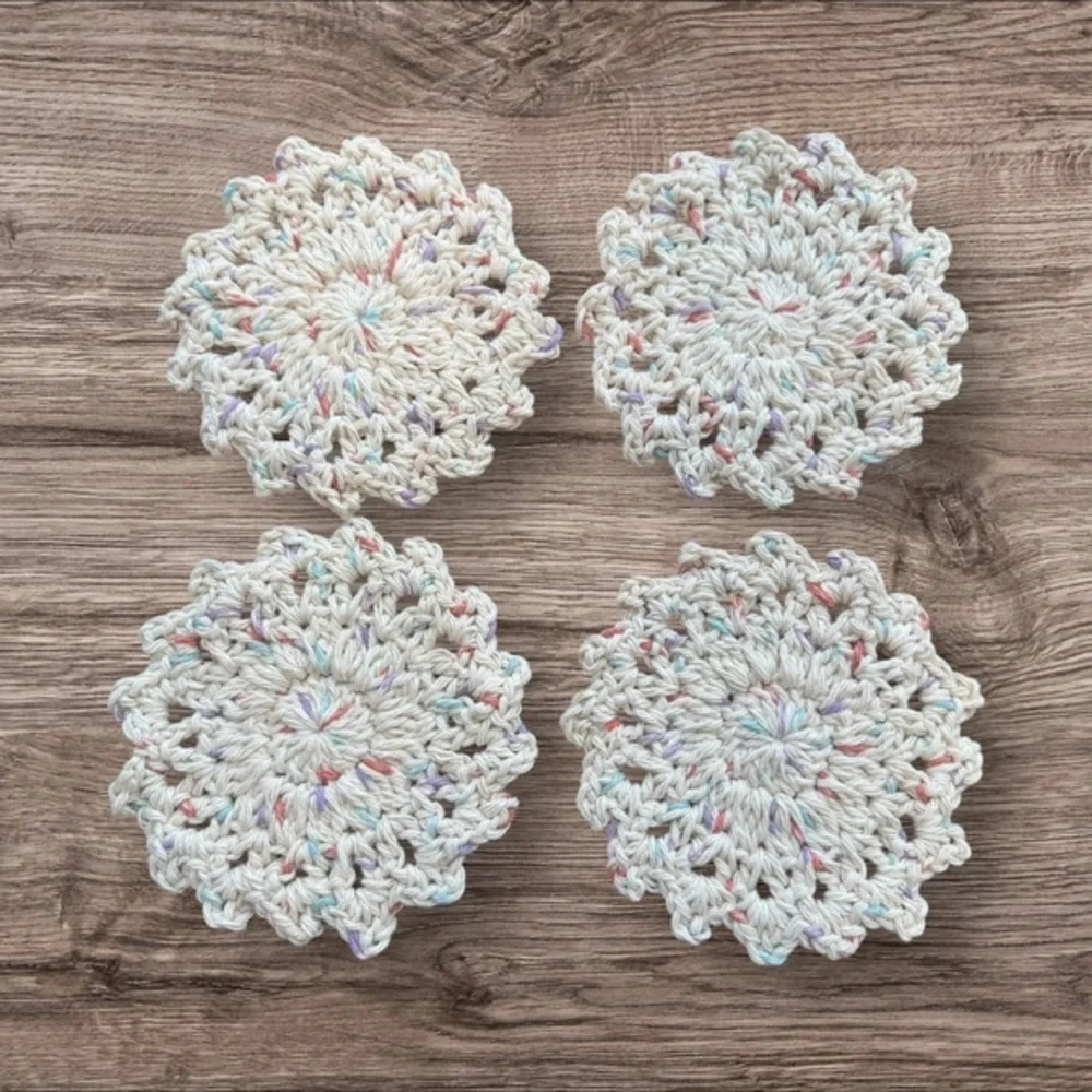Elegant Multicolor Crochet Bath Coasters